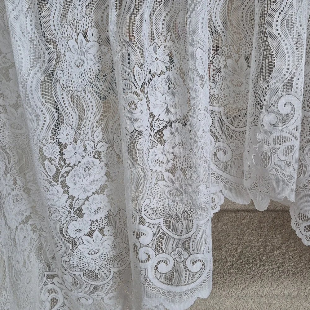 White Lacy Swag Curtains 1 Pair